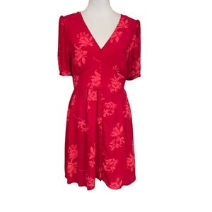 Chelsea28 Red Floral Button Front Dress size Medium
